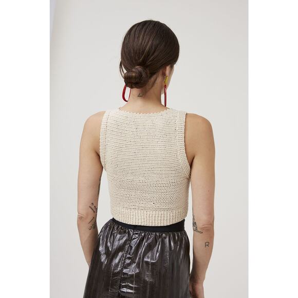 Rachel Comey Lois 100% Cotton Crochet Knit Sleeveless Top Celery Green Sz M $388 - Picture 4 of 16